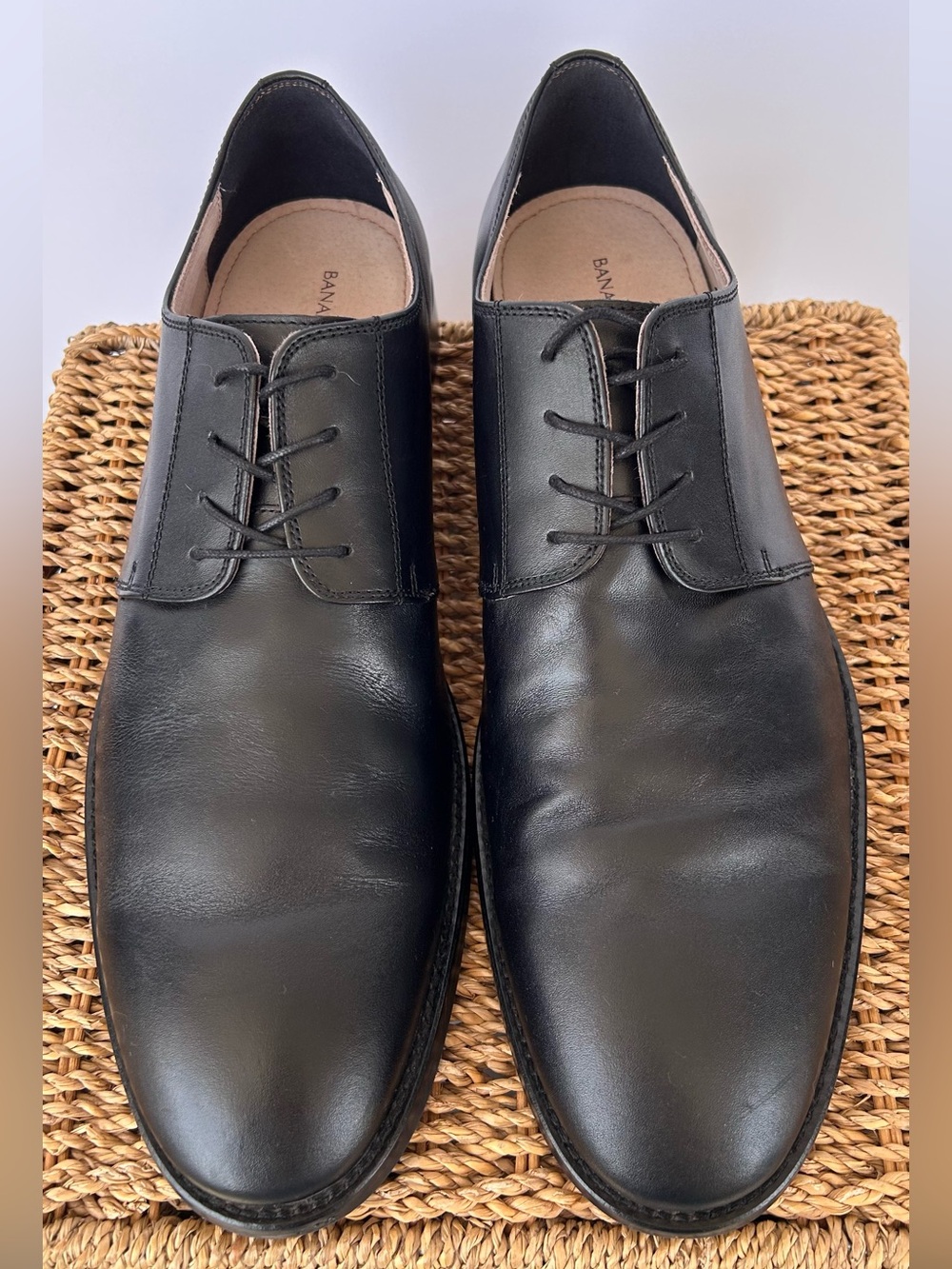 Banana Republic Men’s Italian Leather Derby Dress Shoe Lace-Up Black Size 13